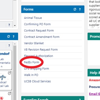 screenshot of form dropdown with FedEx circled in red
