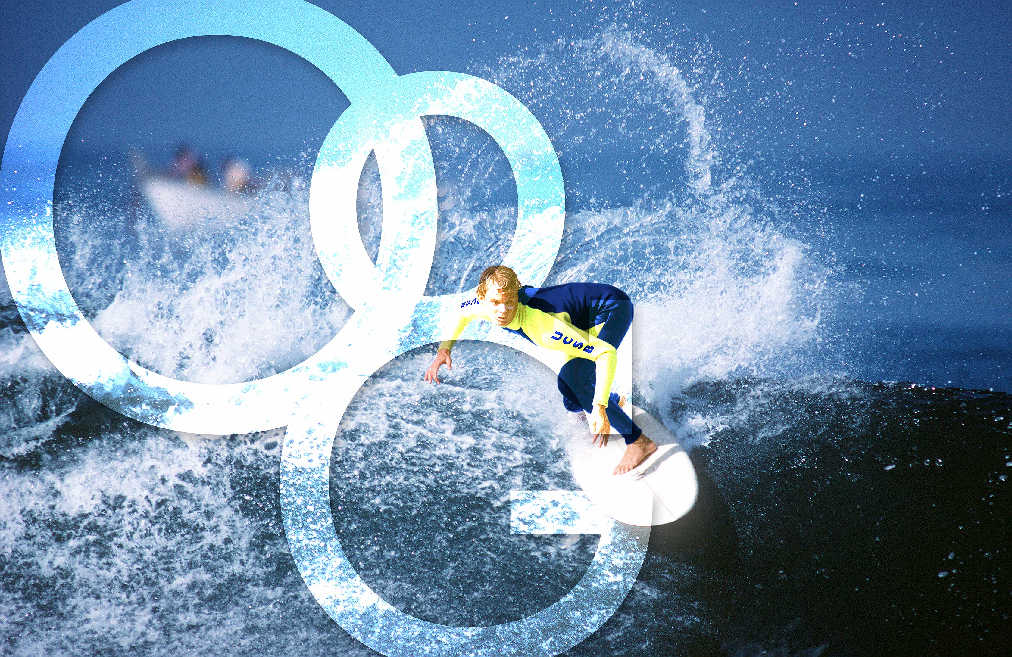Surfer riding and big OoG logo overlaying