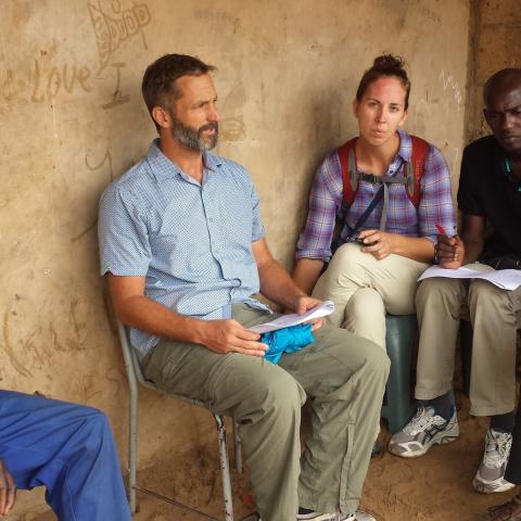 UCSB geographer David López-Carr, center left, and Stanford University health and environmental scientist Andrea Lund, center right, working with Senegalese partners