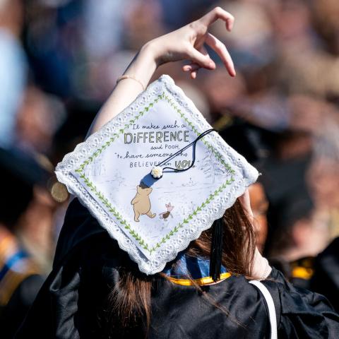 Mortarboard with Pooh's quote