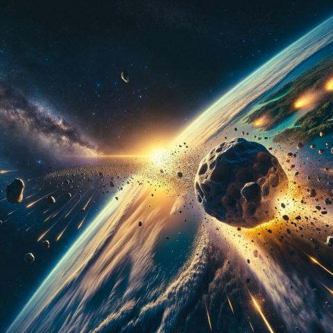AI generated illustration of asteroids approaching Earth