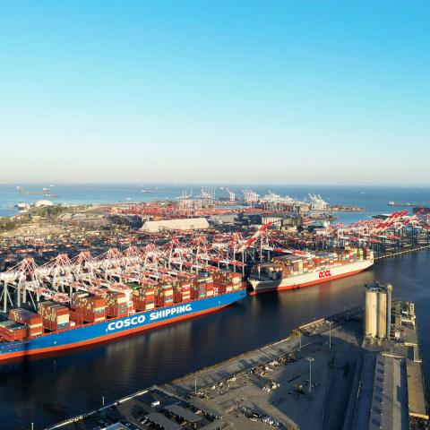 Costco container ship docked at Long Beach port