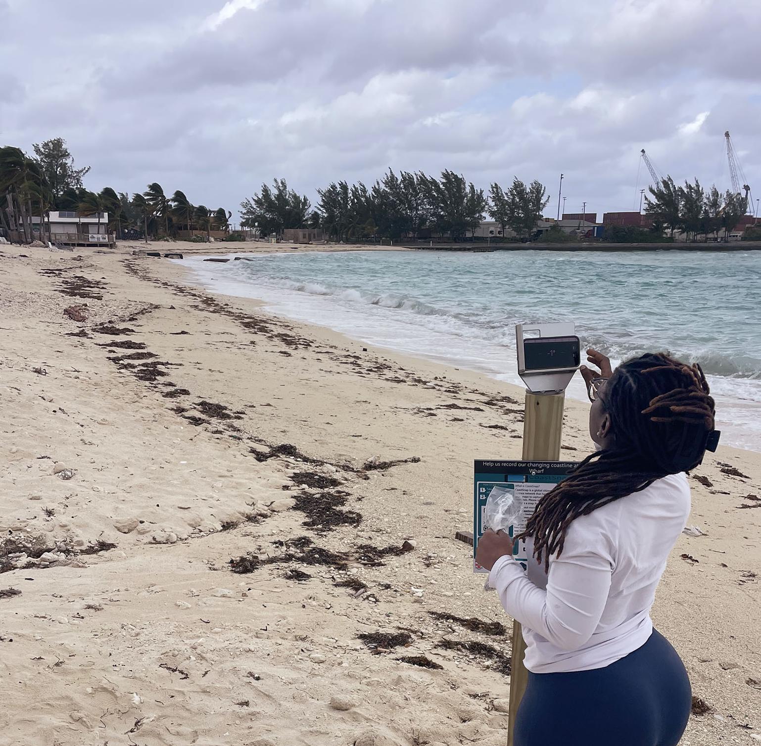 Divina at a CoastSnap site at Long Wharf, New Providence