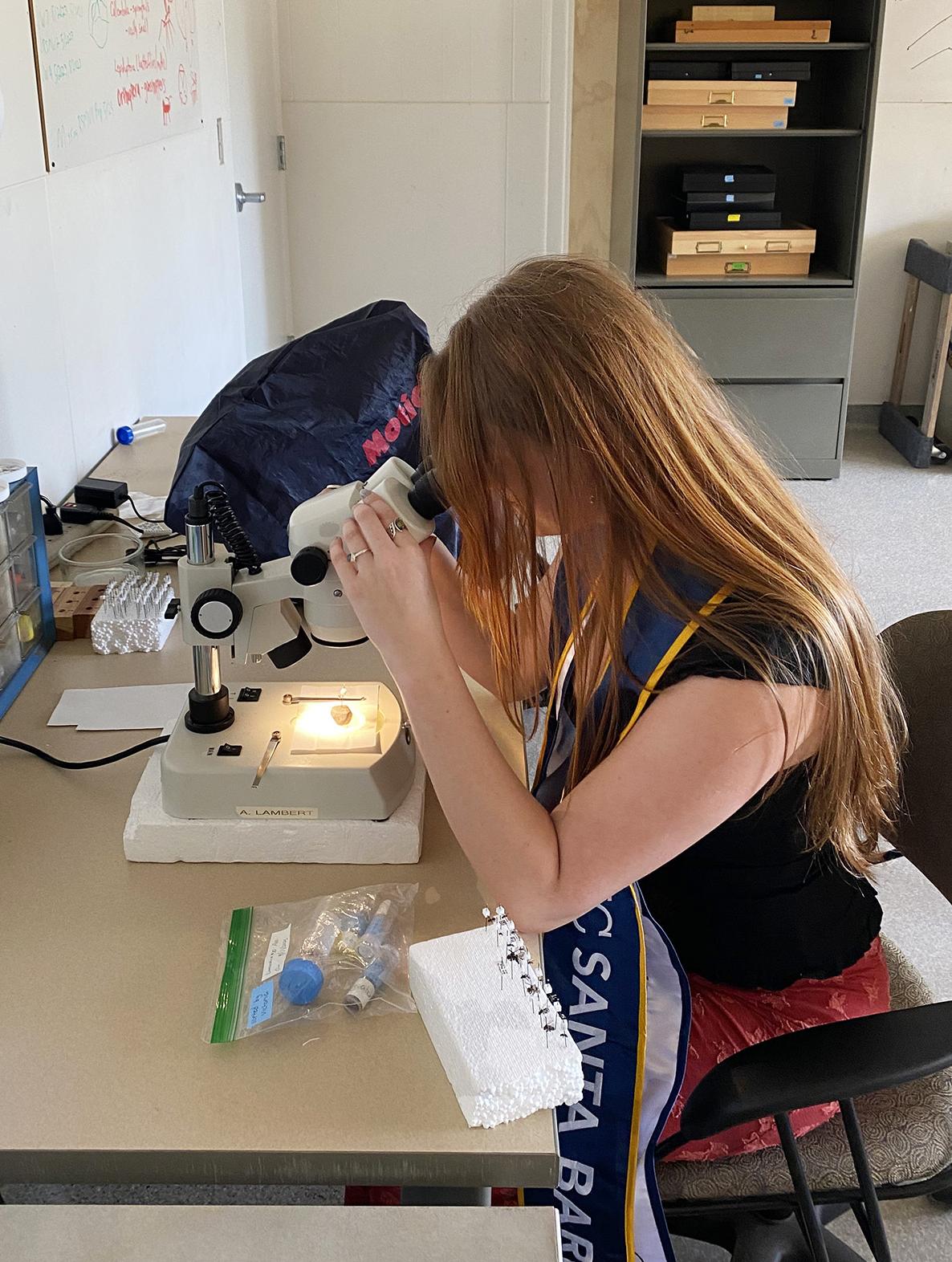 Jessie at the microscope