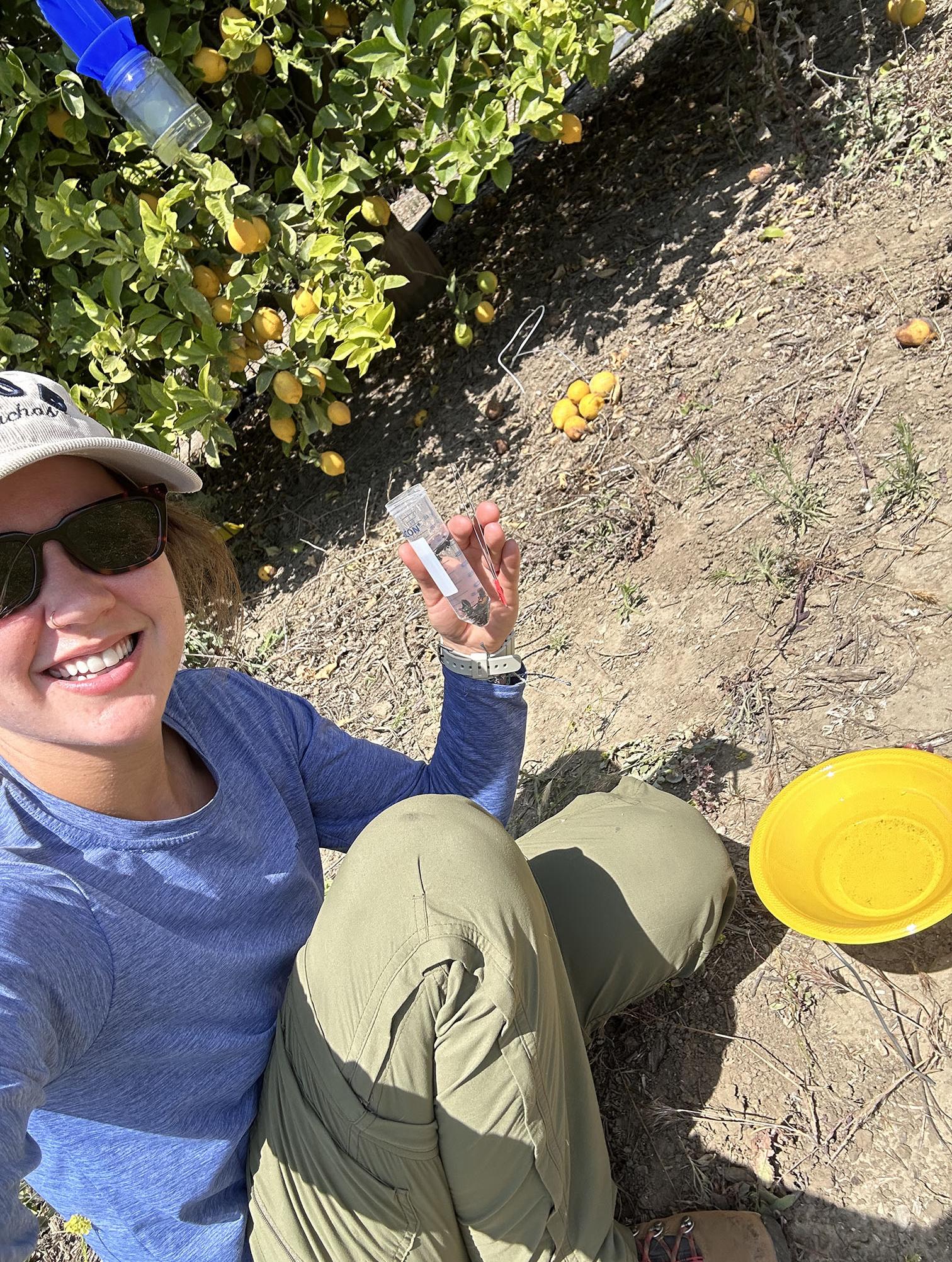Kaitlin Crane in the field