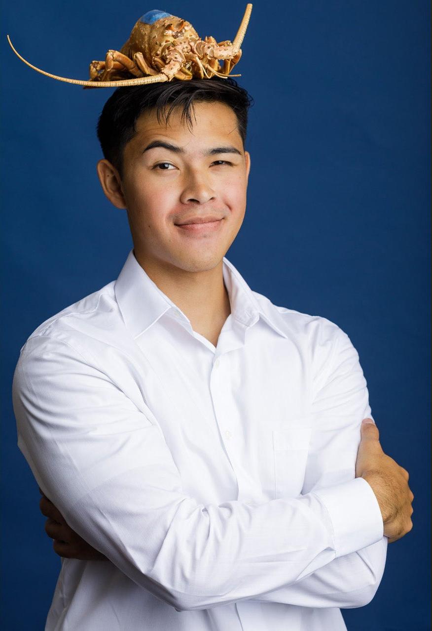 Hayden Vega formal portrait with lobster on his head
