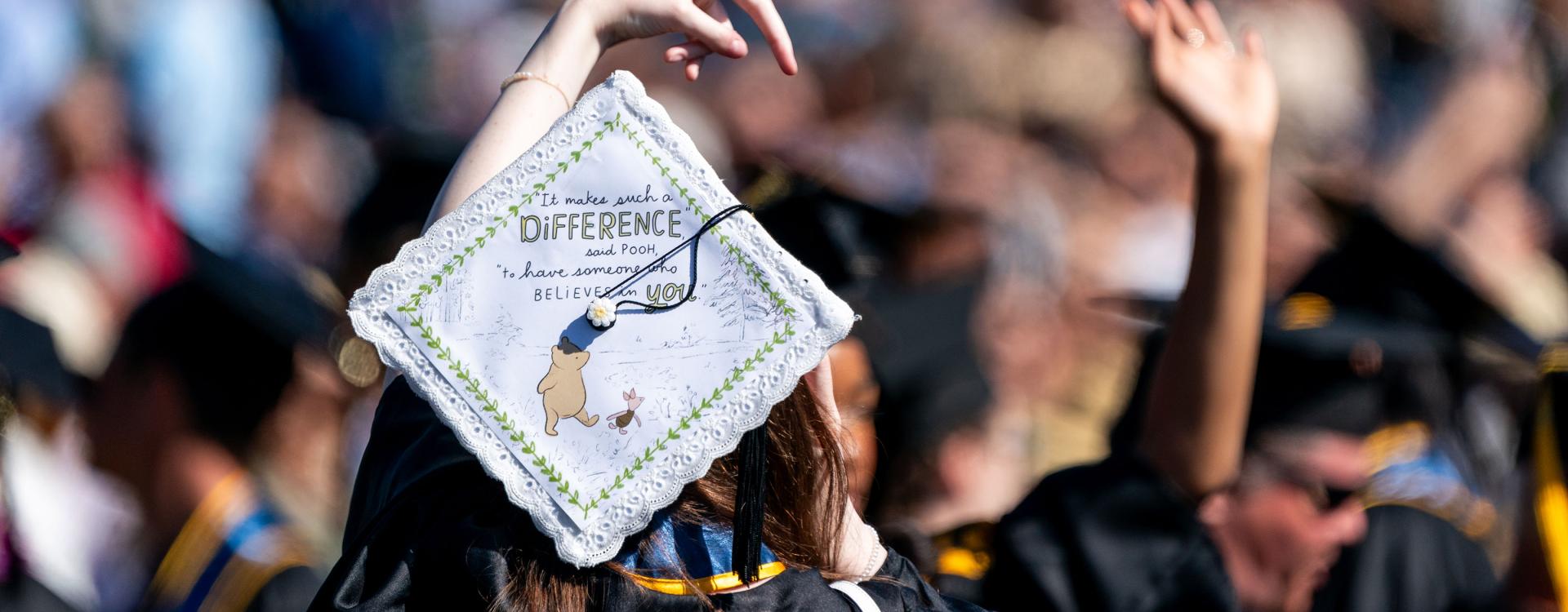 Mortarboard with Pooh's quote