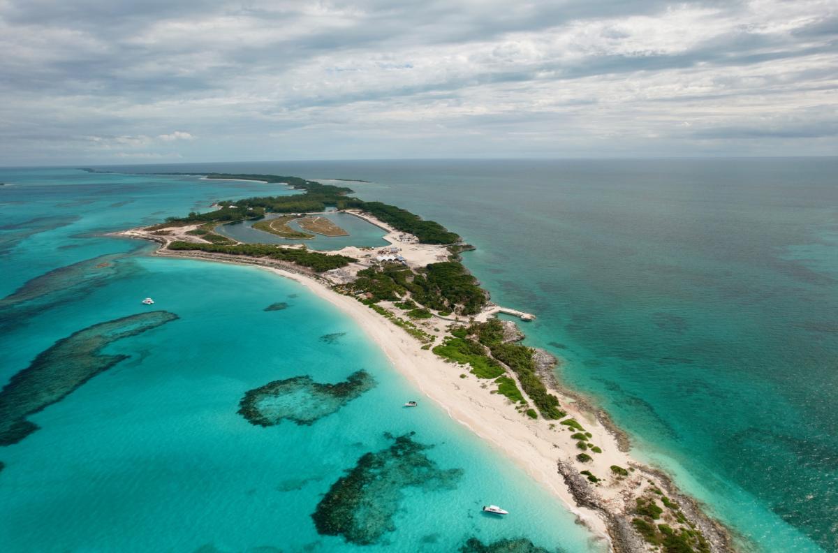 Drone view of Rose Island, The Bahamas