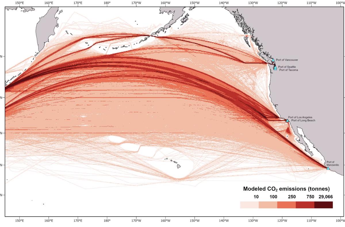 Graph of shipping traffic along CA coast