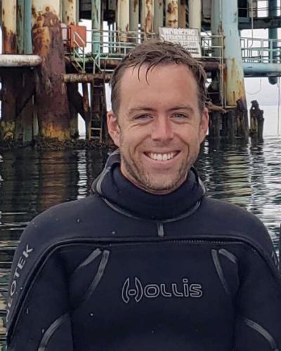 Kyle Emery on a research diving trip in the Santa Barbara Channel
