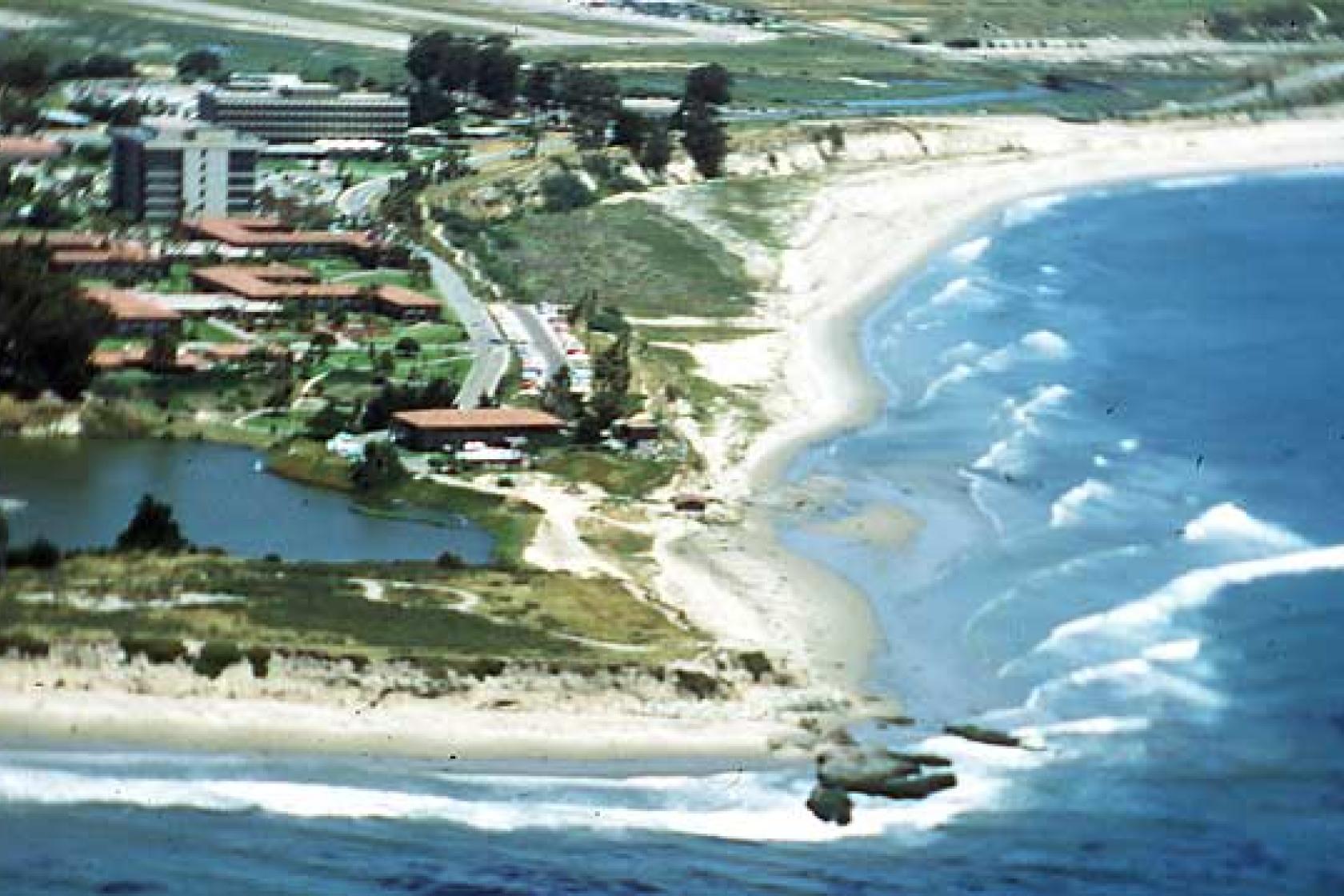 UCSB Campus Pt. aerial view, color archival photo -1977