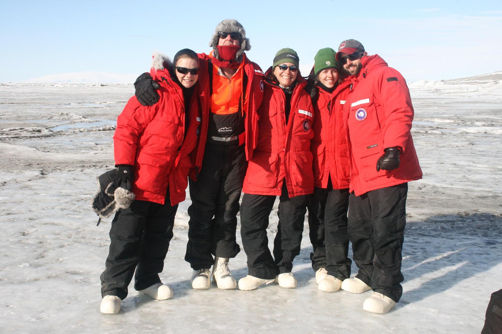 Gretchen Hofmann and her students on the ice in Antarctica
