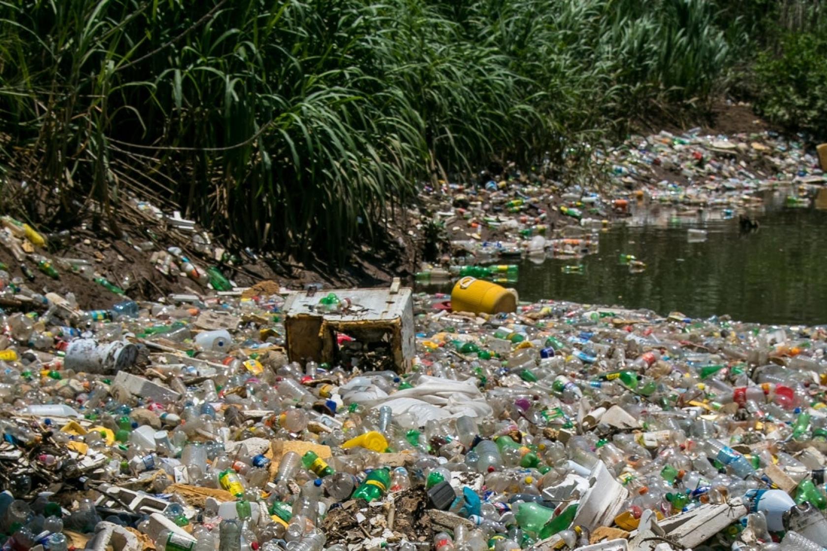 Huge accumulation of plastic in the drainage gullies of Kingston